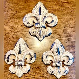 Set of 3 Hobby Lobby, Shabby Chic,  Fleur de Lis Wall Decor